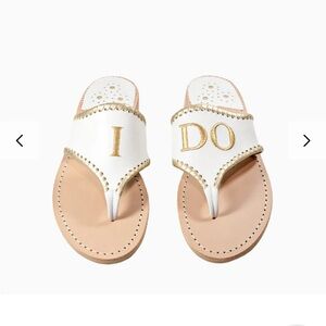 Jack Rogers White and Gold 'I Do' Sandals